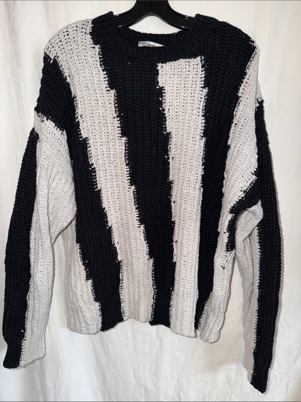 Joie Womens Chadsey Sweater Black White Striped Long Sleeve Jewel Neck L New